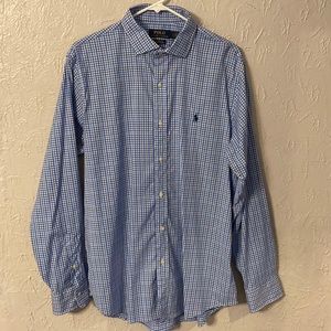 🐎 Polo Ralph Lauren Men’s Classic Fit Blue, White & Black Performance Shirt - L